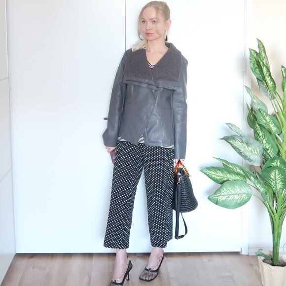 Alfani Gray Vegan Leather Jacket With Big Sherpa Collar - Picture 3 of 14